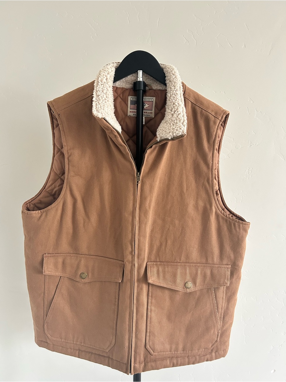 Workwear Products Heritage Brand Brown Sherpa Collar Vest Men’s XL